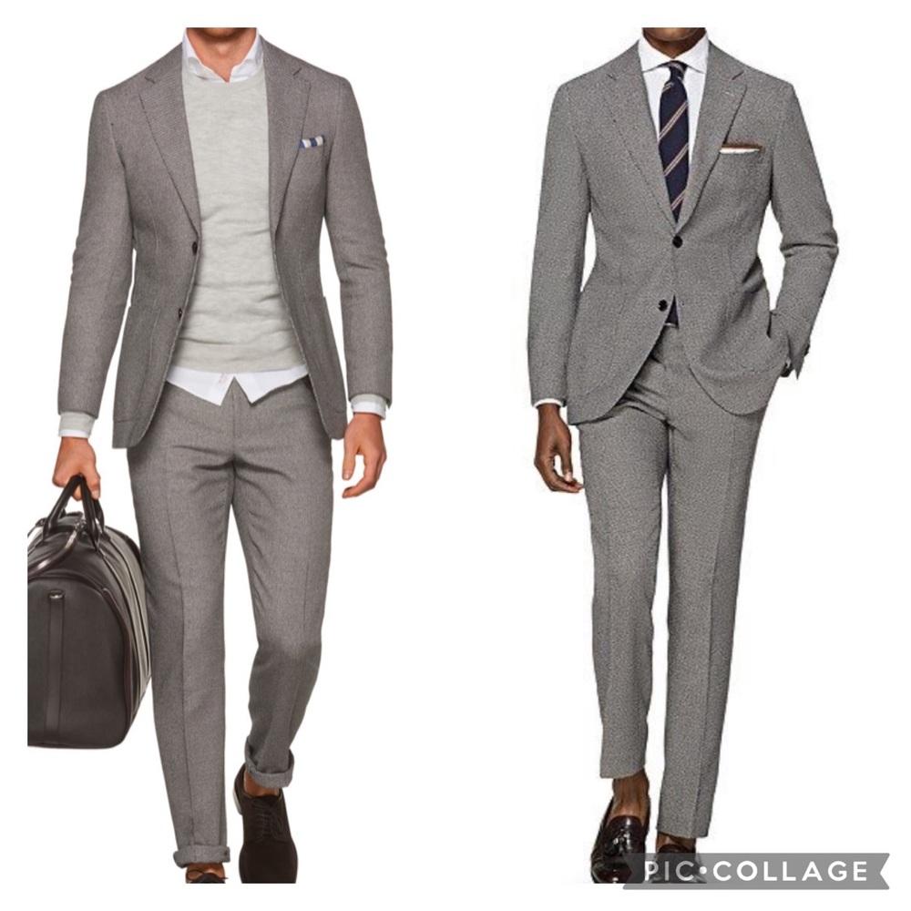 SuitSupply Birds Eye Grey Wool Silk Linen Suit